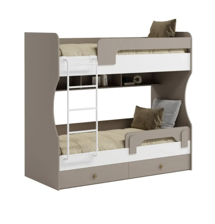 Кровать двухъярусная Омега (дуб золотистый + белый) 190х80 от Династия Kids