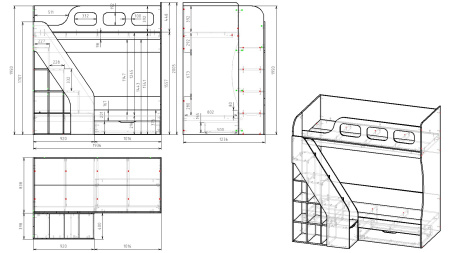 Кровать двухъярусная 190х80 Умка-4 (цвет белый)  от Династия Kids