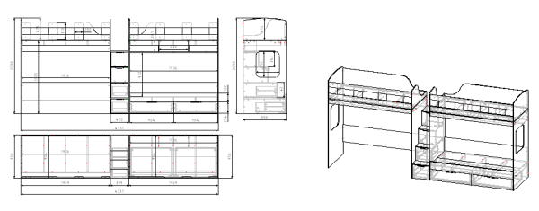 Кровать 3-х местная Квартет (цвет белый)