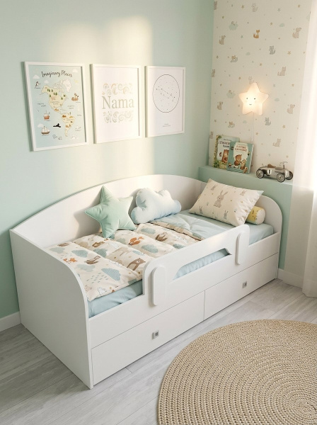 Кровать 160х80 Умка Мини NEW (ручки - дуб)  от Династия Kids