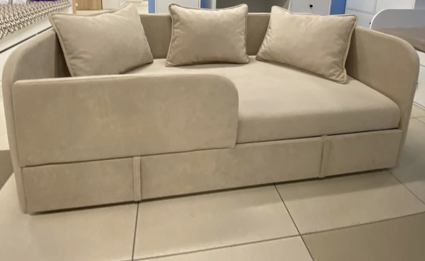 Диван-кровать Кэви (левый бортик). Велюр Тедди 304 от Династия Kids