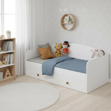Кровать 190х90 коллекции Умка NEW (ручки - дуб) от Династия Kids