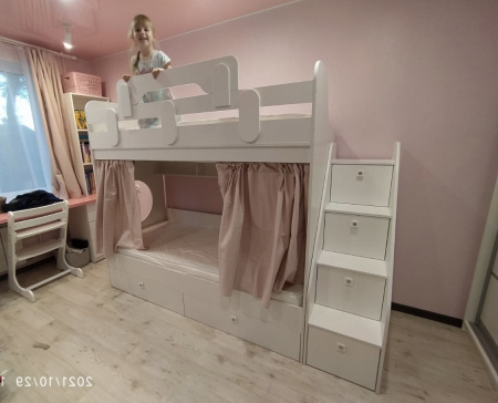 Двухъярусная кровать Фортуна-2 (правая) Цвет: белый 180х80 от Династия Kids