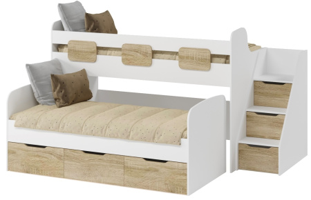 Двухъярусная кровать Городок (цвет белый) от Династия Kids