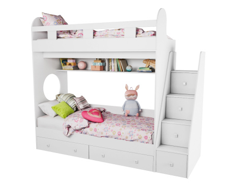Двухъярусная кровать Юниор 1 (цвет белый) 190х80 от Династия Kids