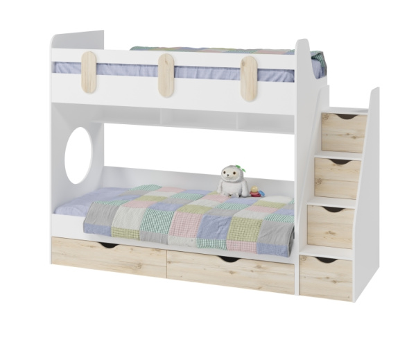 Кровать Фортуна (гаскон пайн + белый) 