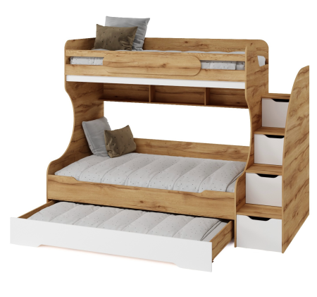 Кровать БИГ (дуб каньон + белый) 200х120 от Династия Kids