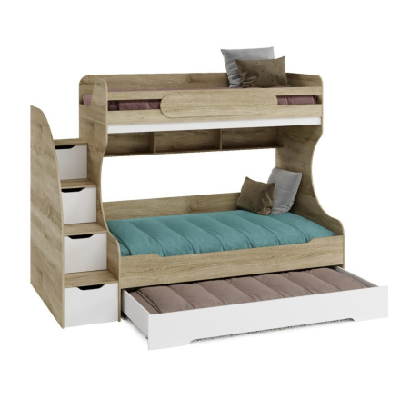 Кровать БИГ (дуб каньон + белый) 200х120 от Династия Kids