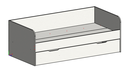 Кровать Дабл 190х90 с доп. спальным местом (велюр + белый) от Династия Kids