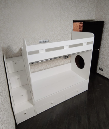 Двухъярусная кровать Юниор 1 (цвет белый) 190х80 от Династия Kids