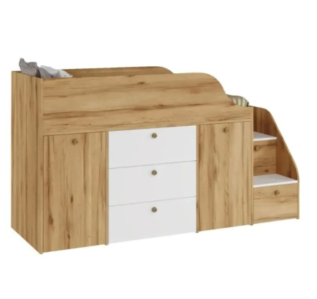 Кровать-чердак Хэппи-2 (цвет белый) 180х80 от Династия Kids