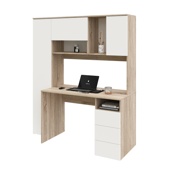 Стол Кабинет 1550 мм (корпус дуб сонома + фасады белые). Левый/правый