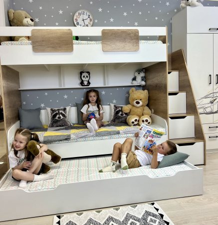 Кровать выдвижная Двушка (цвет: белый) 190х90 от Династия Kids