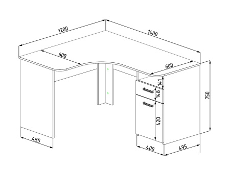 Стол угловой Твой Стиль 1400 мм (с принтом) от Династия Kids
