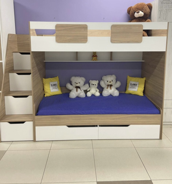 Двухъярусная кровать Мозаика (левая) 190х90 от Династия Kids