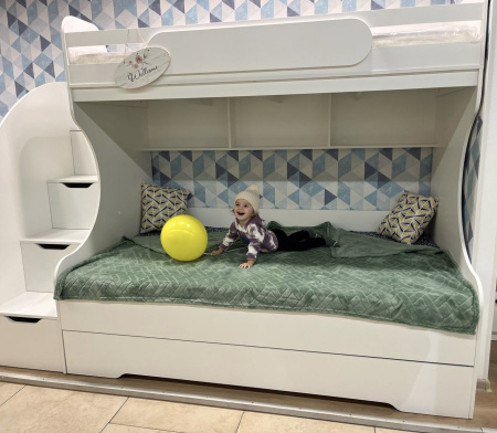 Кровать БИГ (дуб каньон + белый) 200х120 от Династия Kids