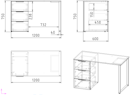 Стол 1200 мм коллекции Брайт Велюр от Династия Kids