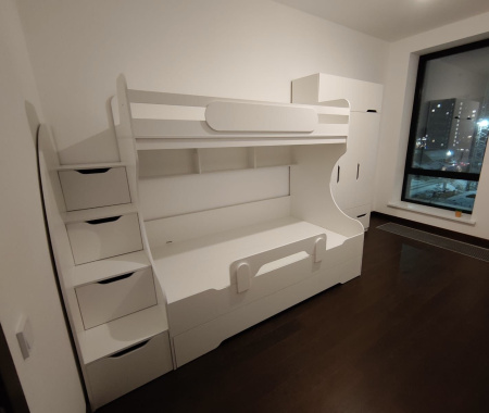 Кровать БИГ (дуб каньон + белый) 200х120 от Династия Kids