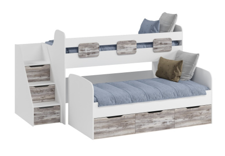 Двухъярусная кровать Городок (цвет белый) от Династия Kids