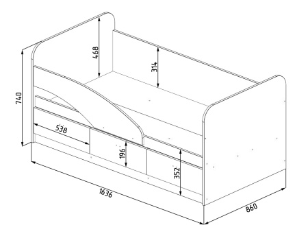 Кровать 160х80 Умка-5 с бортиком и ящиками  от Династия Kids