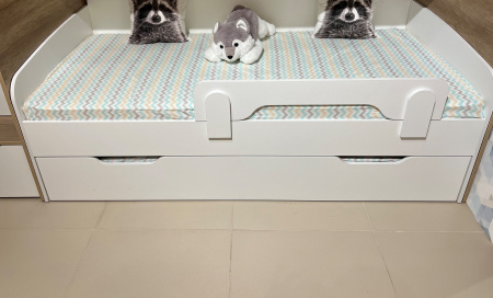 Кровать Дабл 190х90 с доп. спальным местом (велюр + белый) от Династия Kids