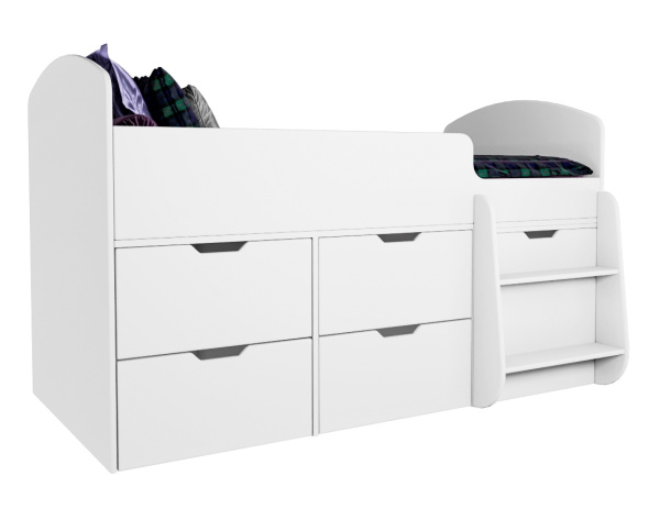 Кровать-чердак Малыш 7 (цвет белый) 160х80