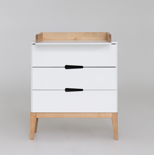 Комод Mиа белый/дерево (со съемным пеленальным столом)