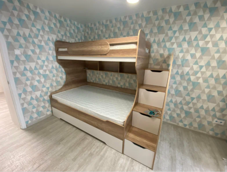 Кровать БИГ (дуб каньон + белый) 200х120 от Династия Kids