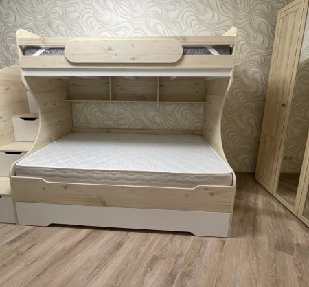 Кровать БИГ (дуб каньон + белый) 200х120 от Династия Kids