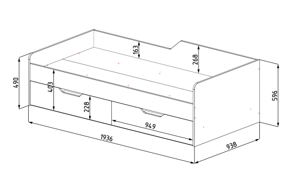 Кровать коллекции Лайт Лофт 190х90 (дуб каньон+белый) от Династия Kids